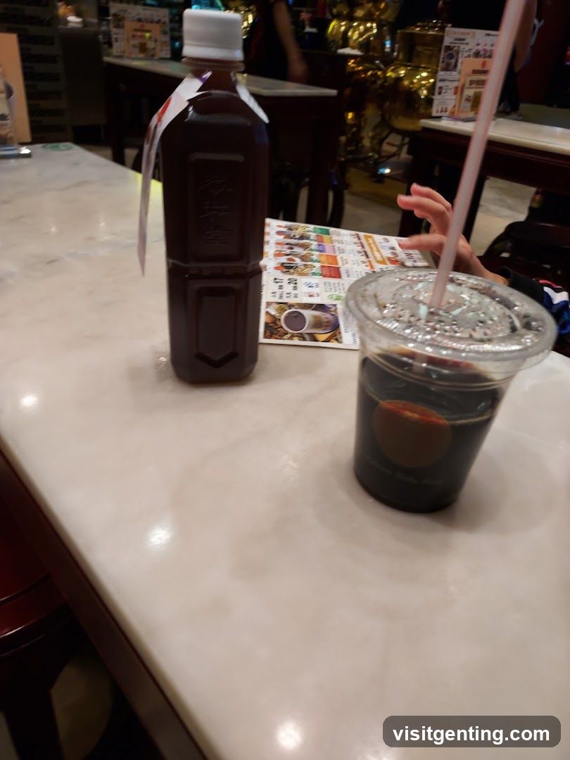 Table with beverages and promotional material