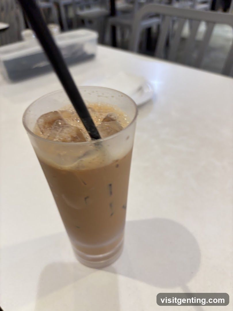 Iced beverage on table