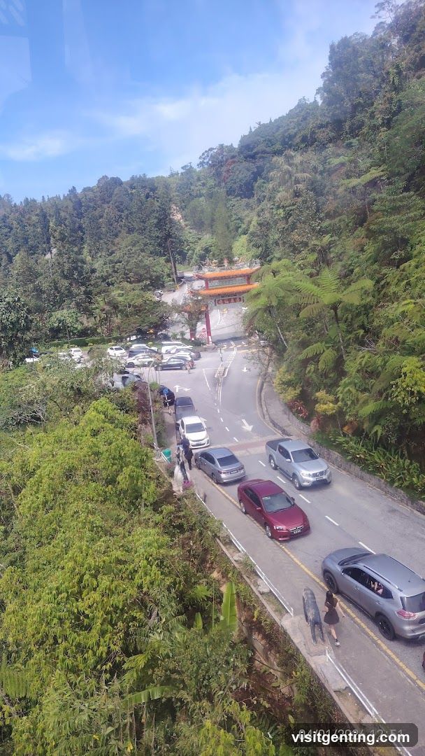 Mountain Road with Vehicles and Greenery