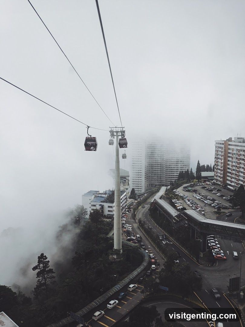 Cable Car View Over Foggy Urban Area