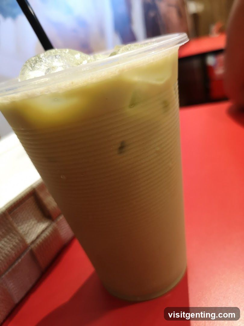 Iced beverage in plastic cup