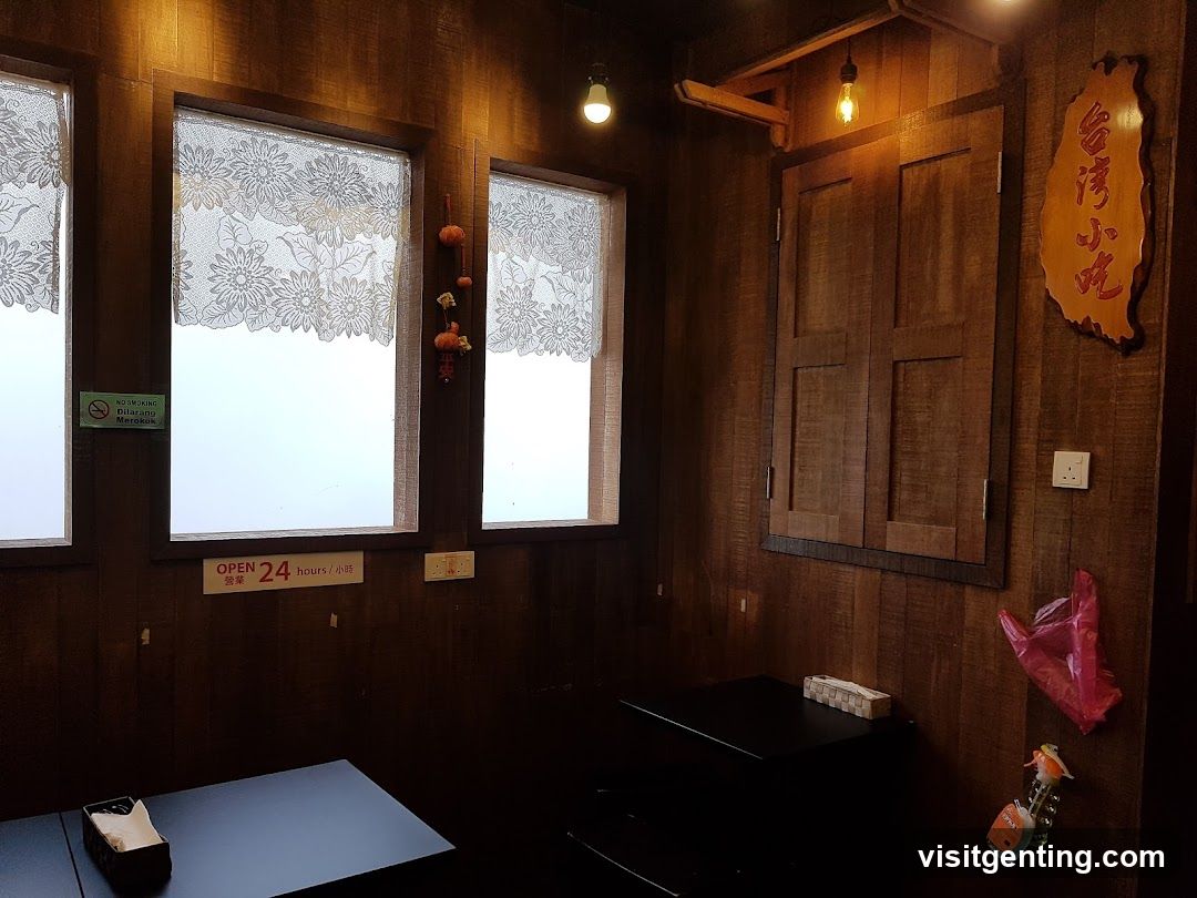 Interior of a wooden-themed eatery