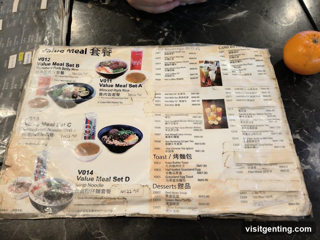 Restaurant Menu on Table with Orange