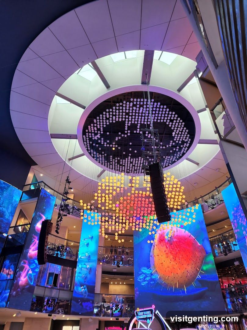 Interior of a multi-level shopping or entertainment center