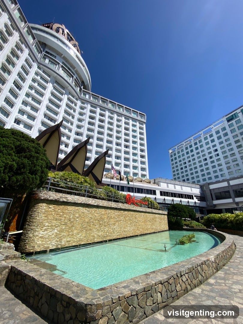 Hotel Exterior with Fountain