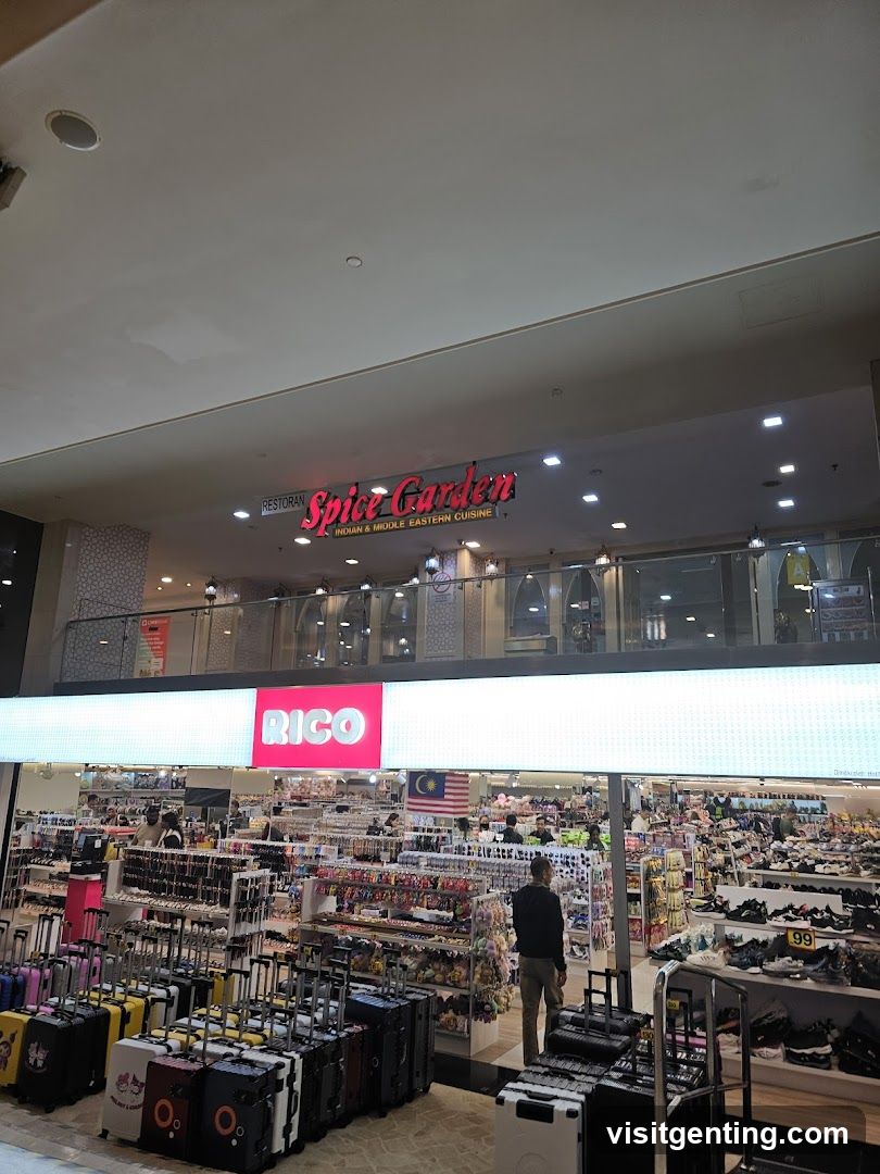 Interior of shopping mall with Spice Garden and RICO stores