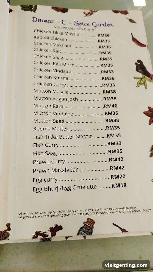 Dawat - E - Spice Garden Menu