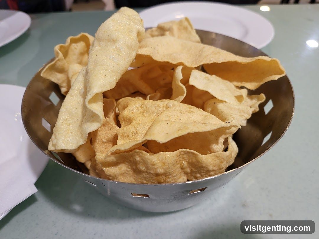 Crunchy Crisp Snack in Metal Bowl