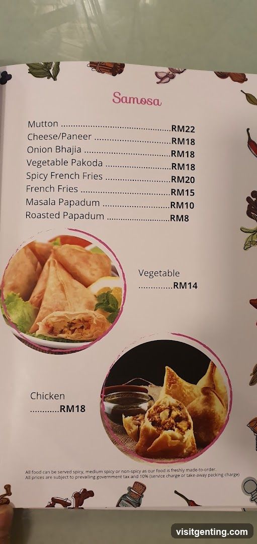 Samosa Menu