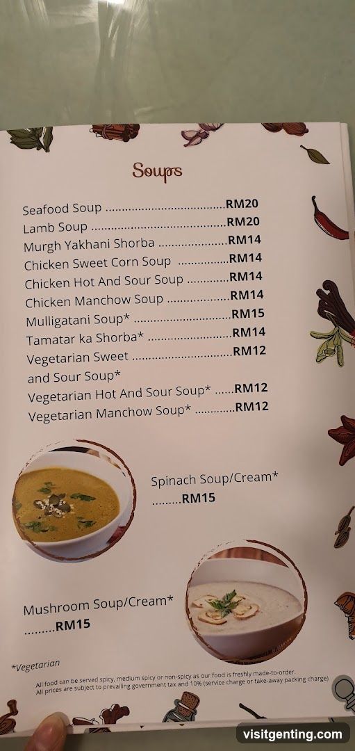 Soups Section of Menu