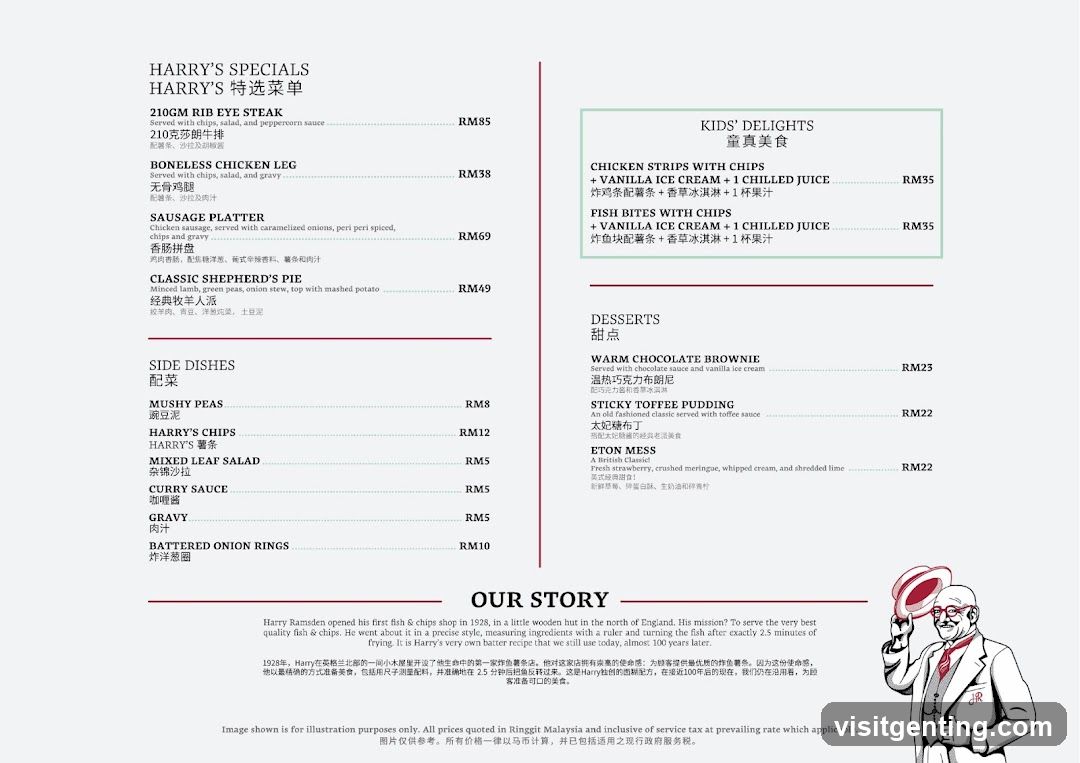 Harry's Specials Menu