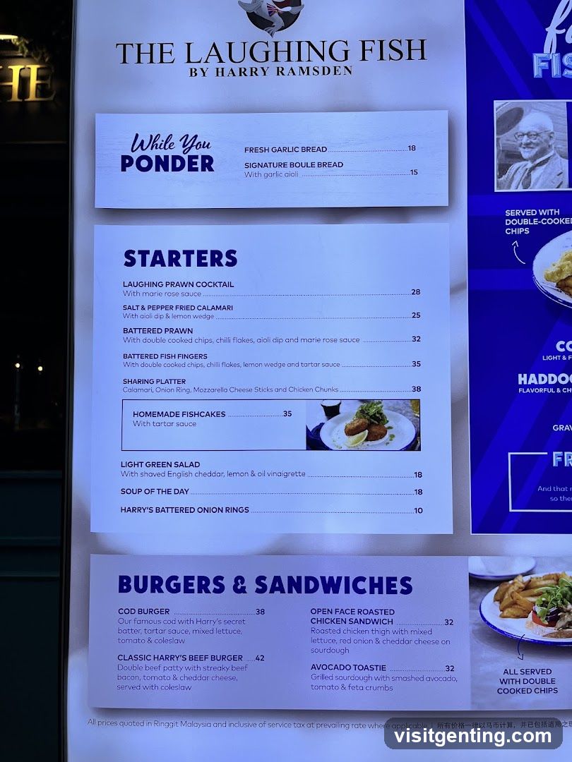 The Laughing Fish by Harry Ramsden Menu