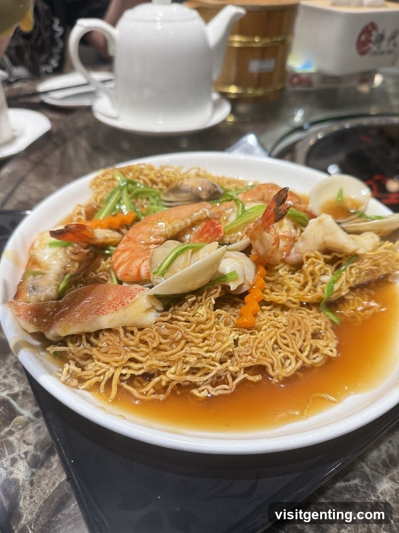 Dining Table with Seafood Noodle Dish