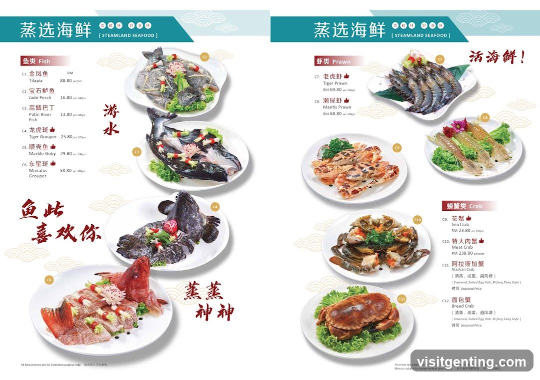 Steamland Seafood Menu