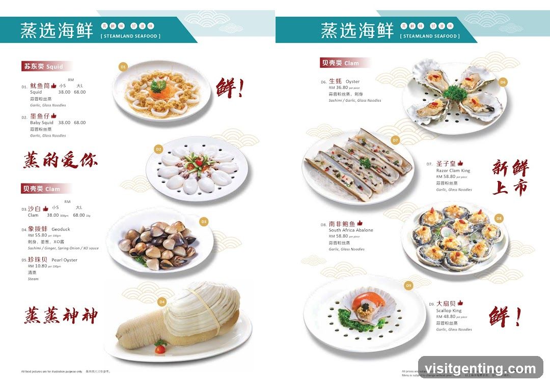 Steamland Seafood Menu