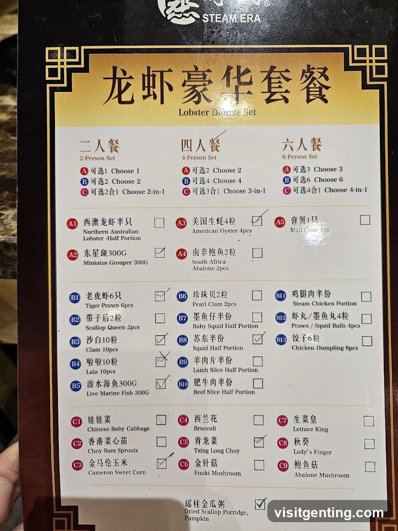 Lobster Deluxe Set Menu