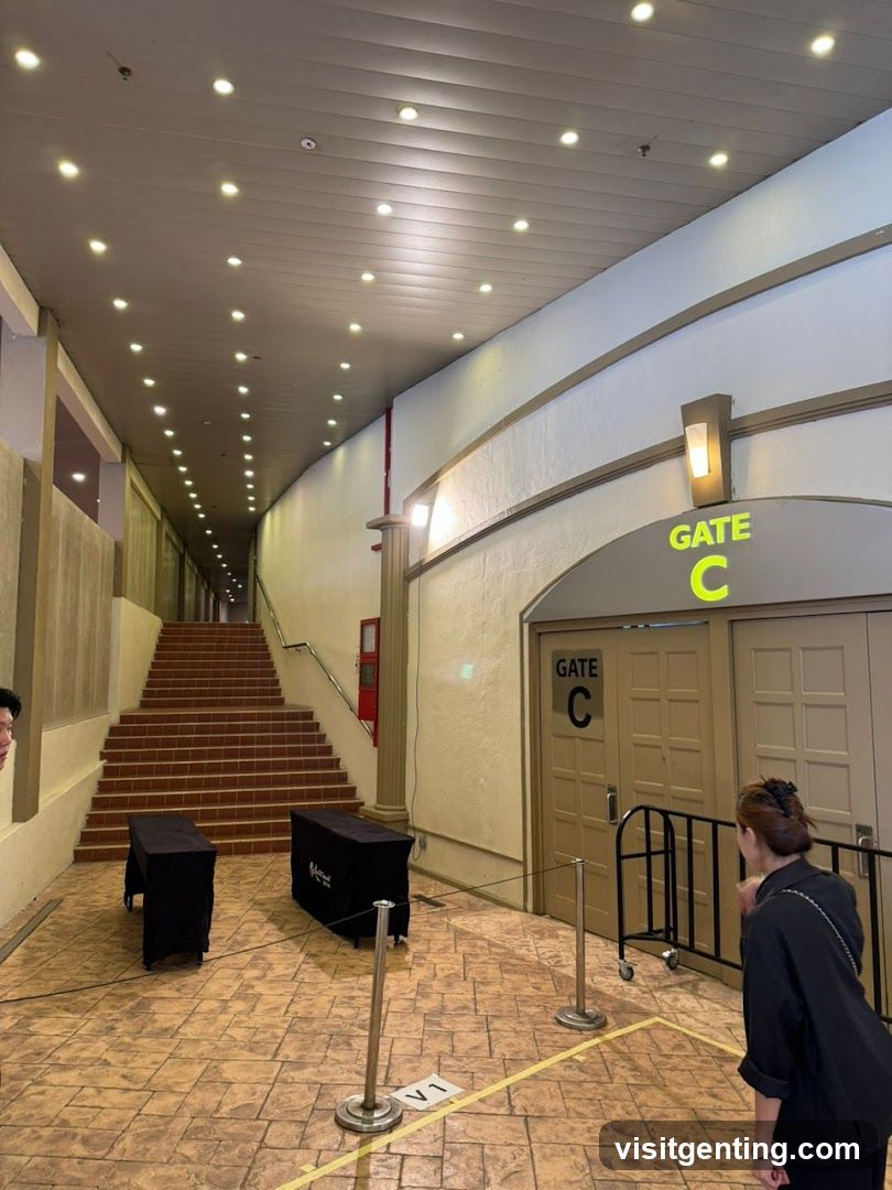 Interior hallway with Gate C signage