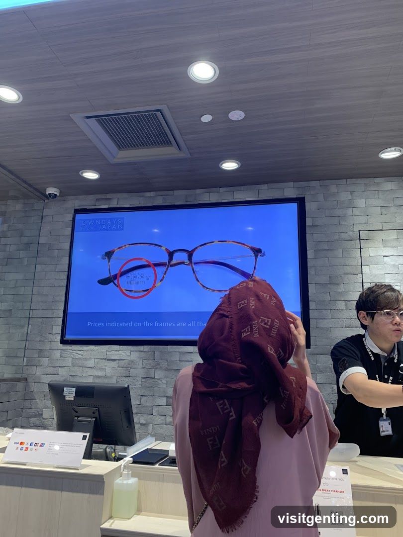 Inside eyewear store