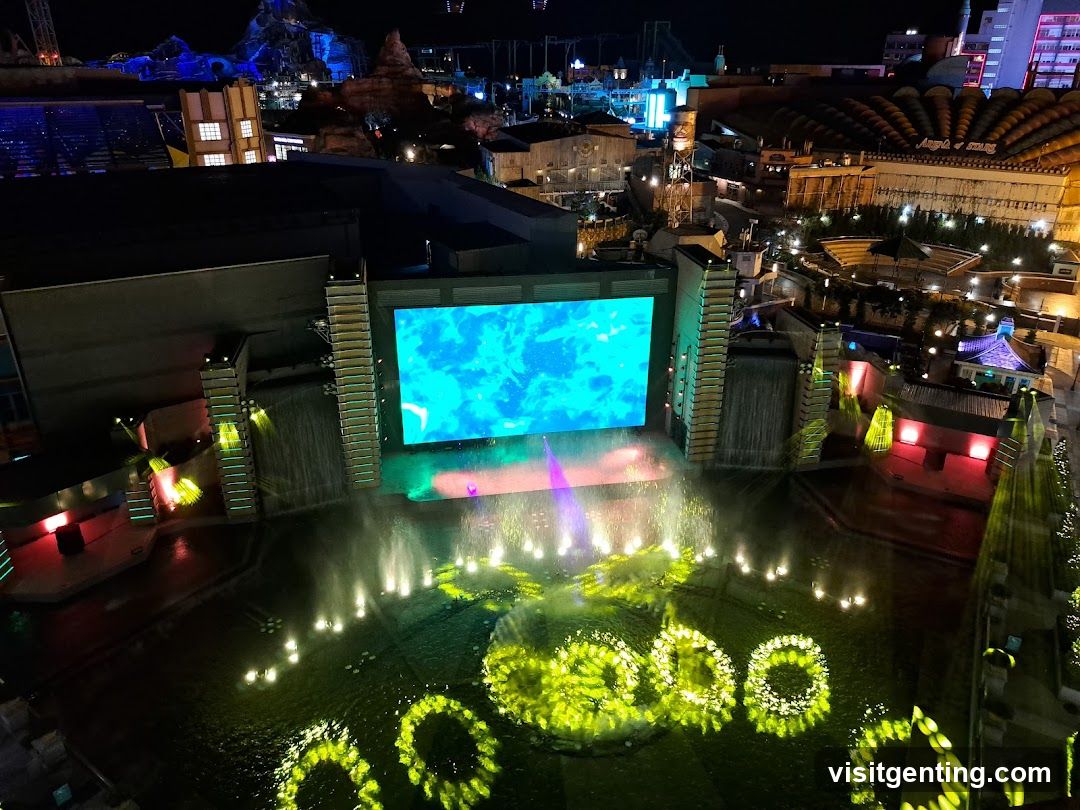 Nighttime Theme Park Show Area