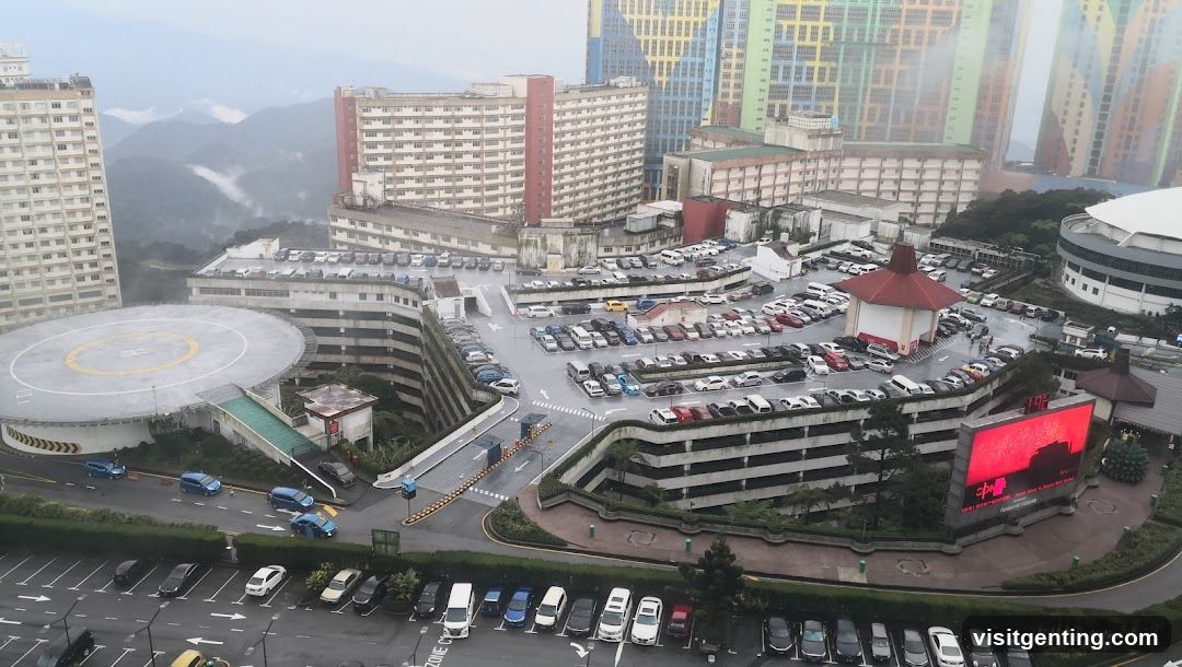 Aerial View of Urban Complex with Parking and Helipad