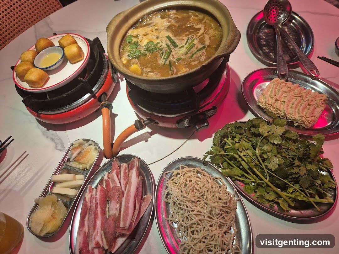 Table with hot pot meal