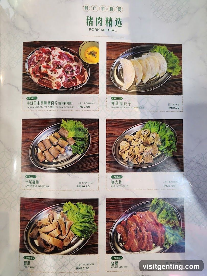 Pork Special Menu