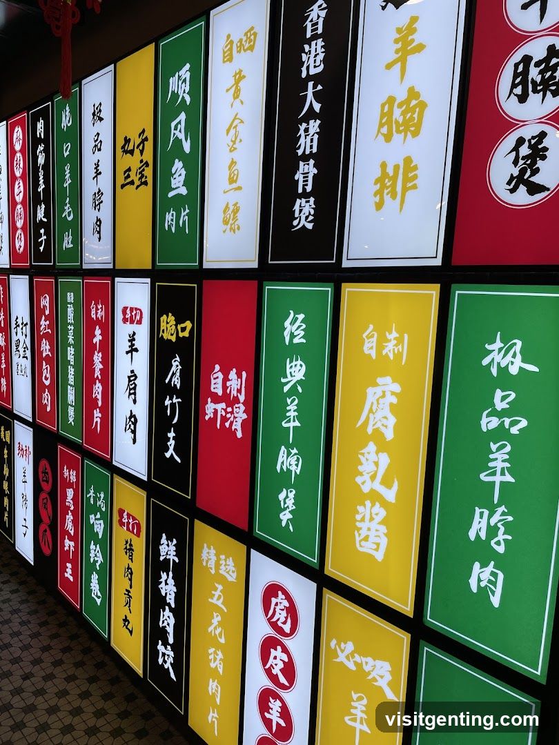 Wall of illuminated signs
