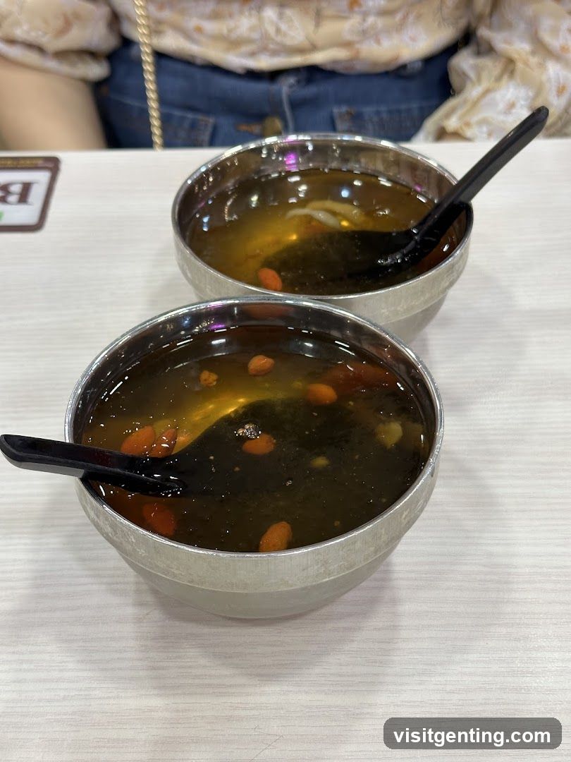 Table with Two Bowls of Soup