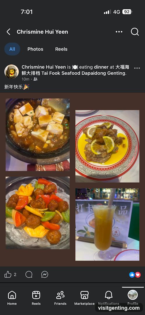 Dinner at Tai Fook Seafood Dapaidong Genting