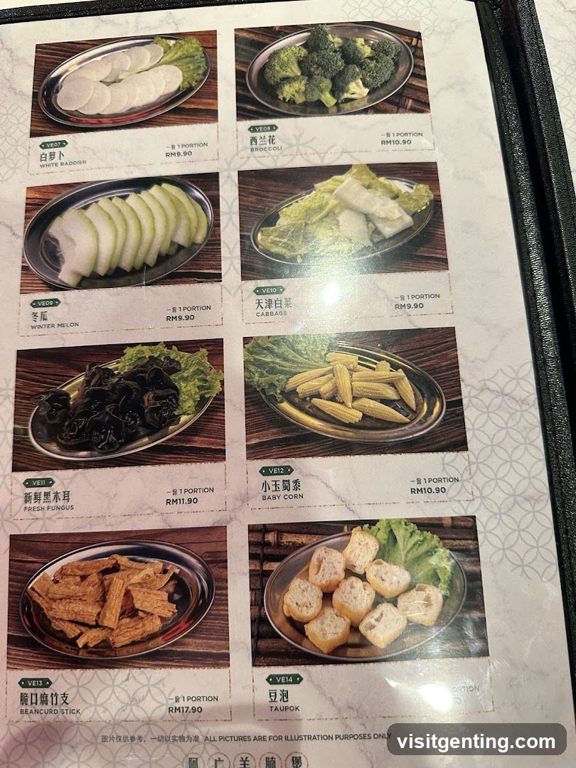 Vegetable Selection Menu