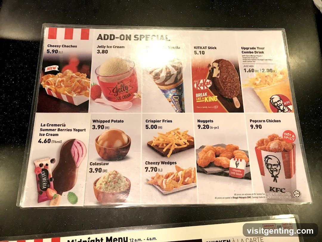 KFC Add-On Special Menu