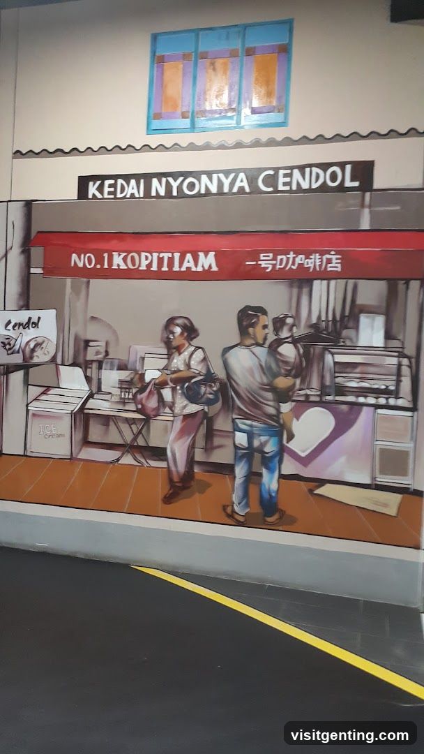 Mural depicting a café storefront