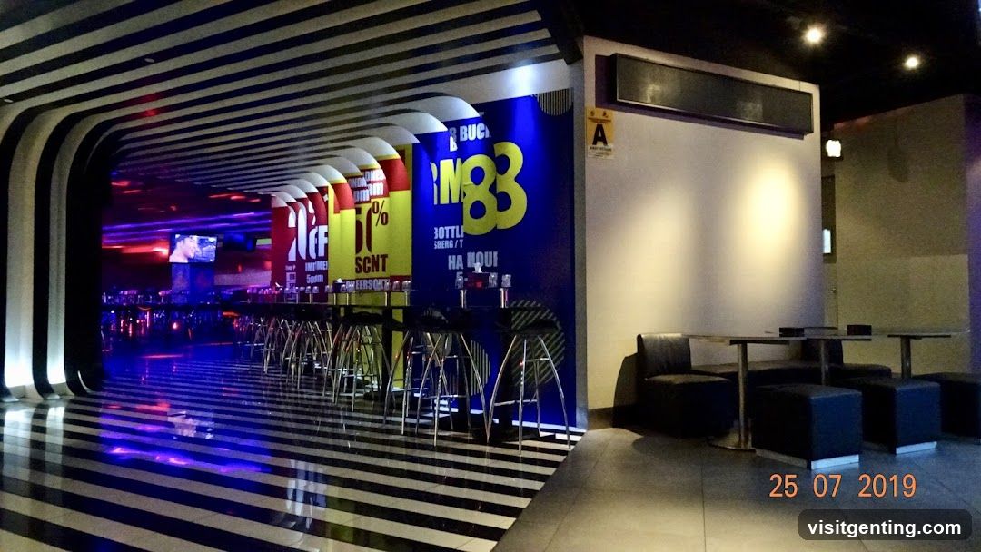 Interior of a venue with promotional signage