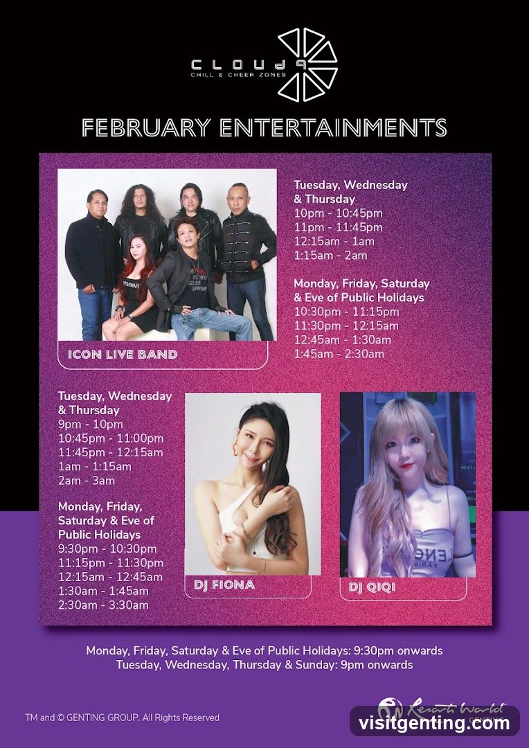 February Entertainments at Cloud 9