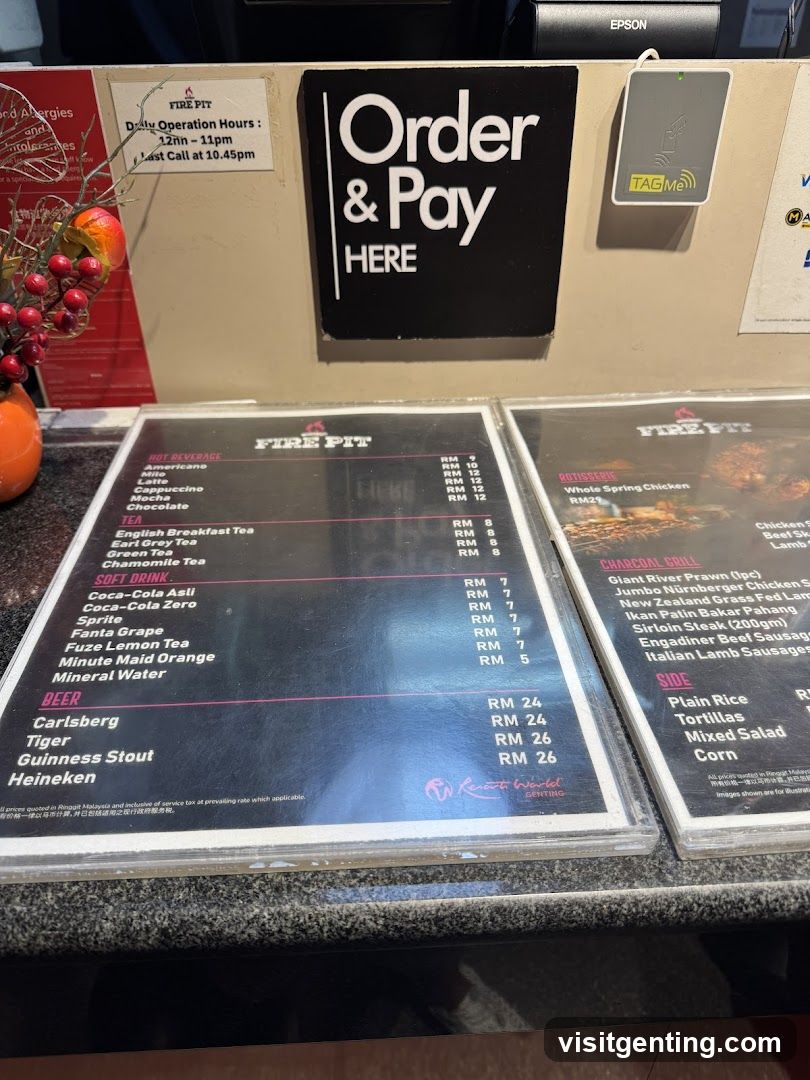 Fire Pit Menu at Resorts World Genting