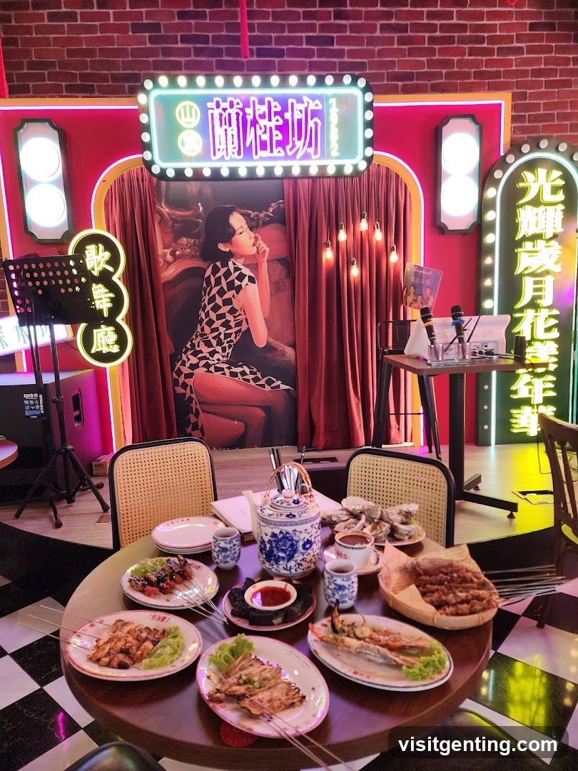 Restaurant Interior with Neon Signage