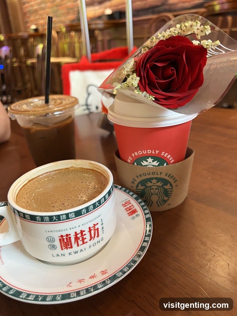 Coffee and Flower at Restaurant Table