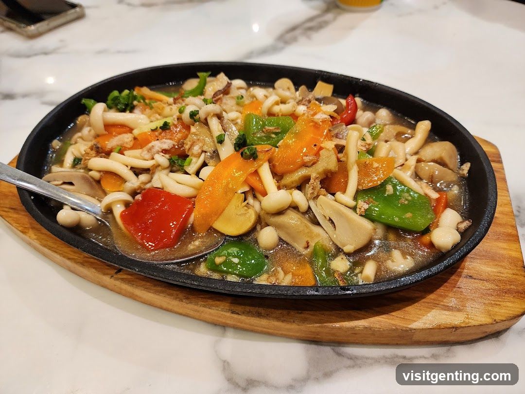 Food dish on sizzling plate