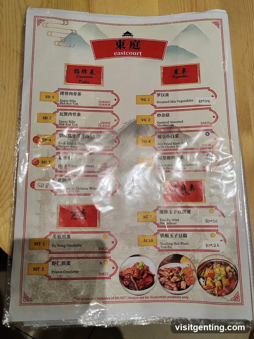 Eastcourt Menu