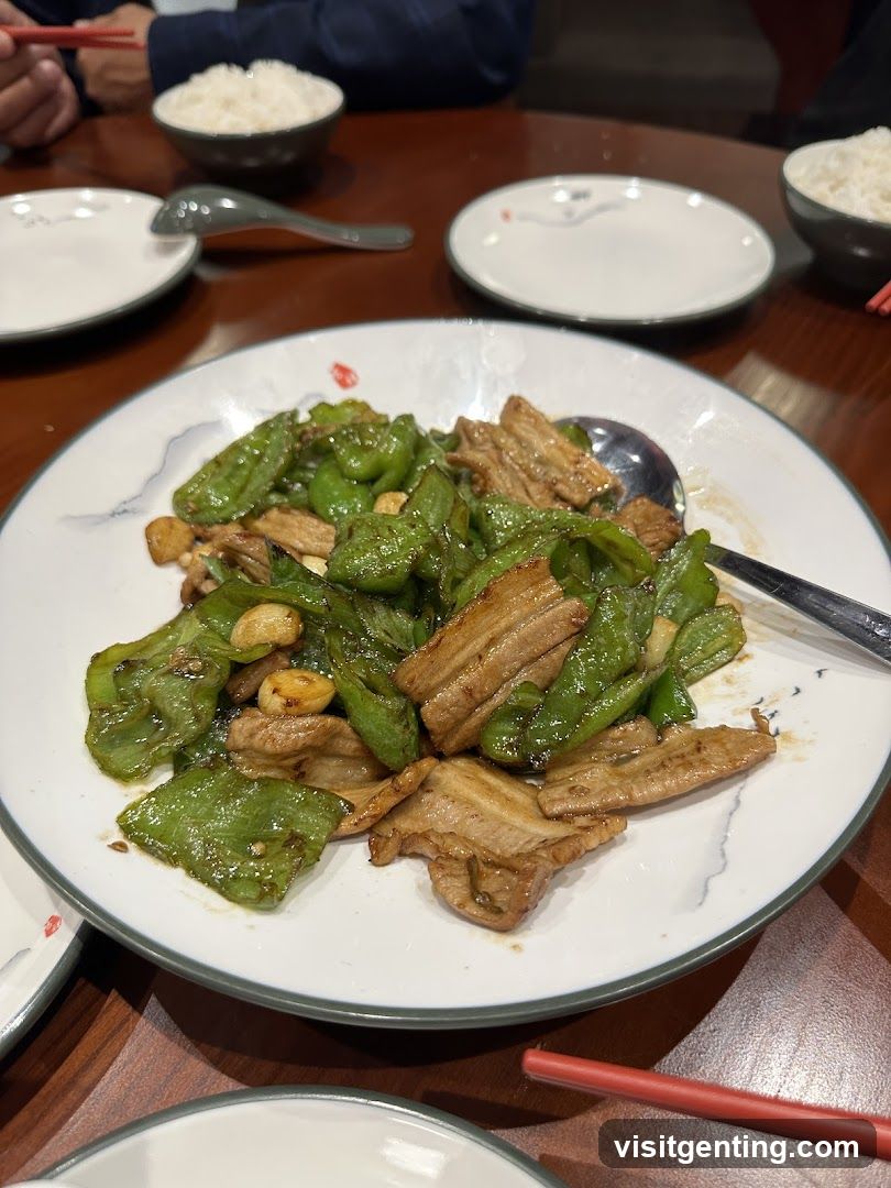 Dinner Plate with Stir-Fried Pork and Green Peppers