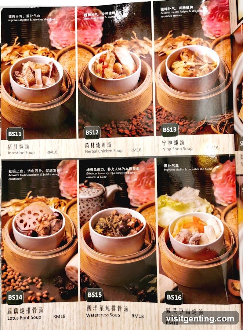 Herbal and Vegetable Soups Menu