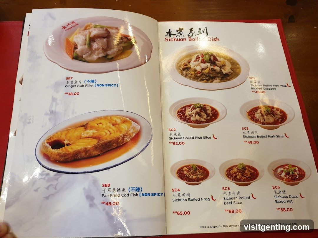 Sichuan Boiled Dish Menu Page