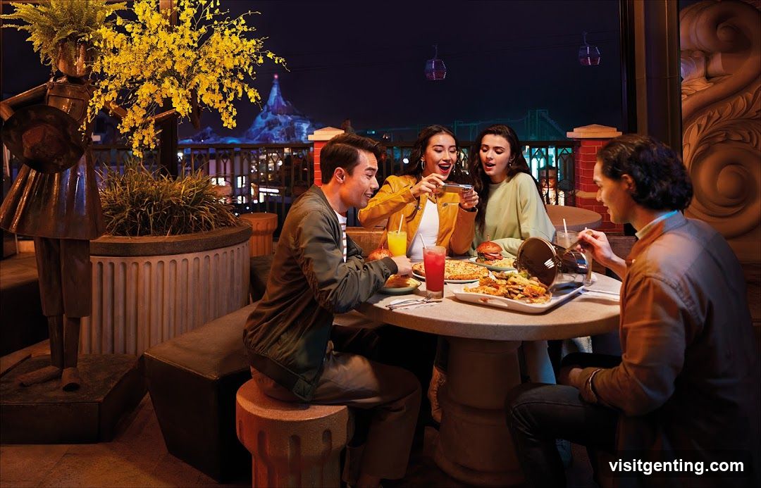 Group dining at rooftop restaurant