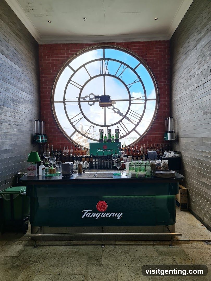 Bar Interior with Large Clock Window
