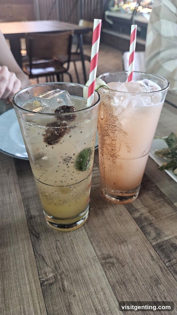 Two beverages on wooden table