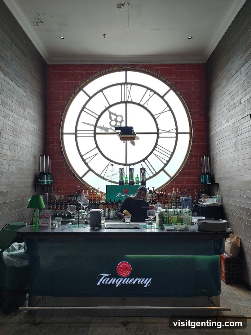 Bar Interior with Large Clock Window