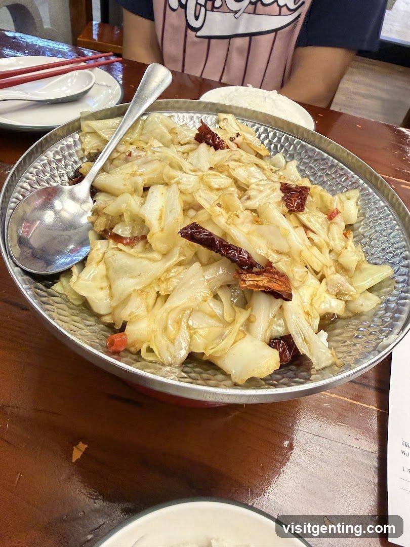 Dining Table with Stir-Fried Cabbage