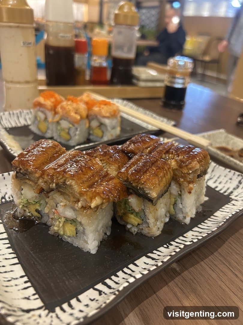 Sushi Plate at Restaurant Interior