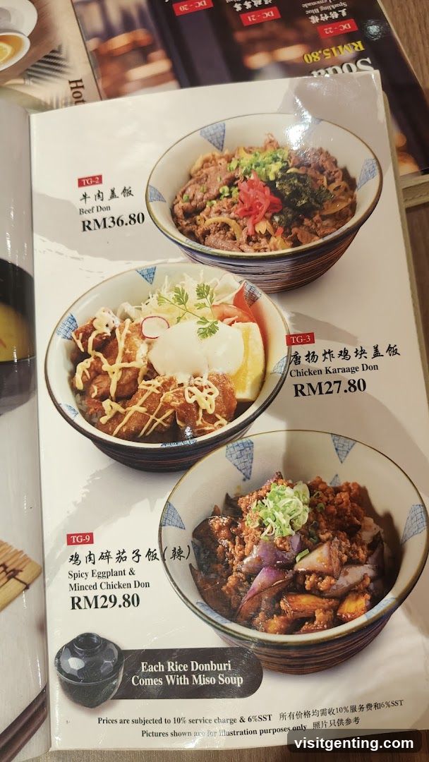 Rice Donburi Menu