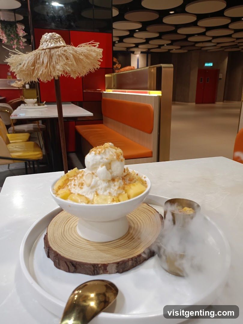 Dessert in restaurant interior
